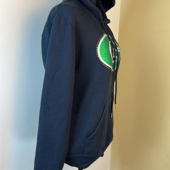 Green Bay Packer Fan Sparkly Hoodie Woman's Small Tailgate Game Day - Picture 8 of 10